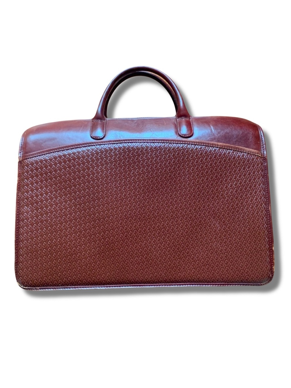 DeBon Woven Brown Leather Briefcase Shoulder Bag with Strap